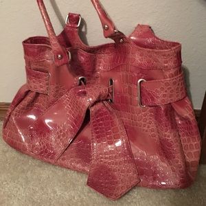 Pink faux Alligator Skin Purse